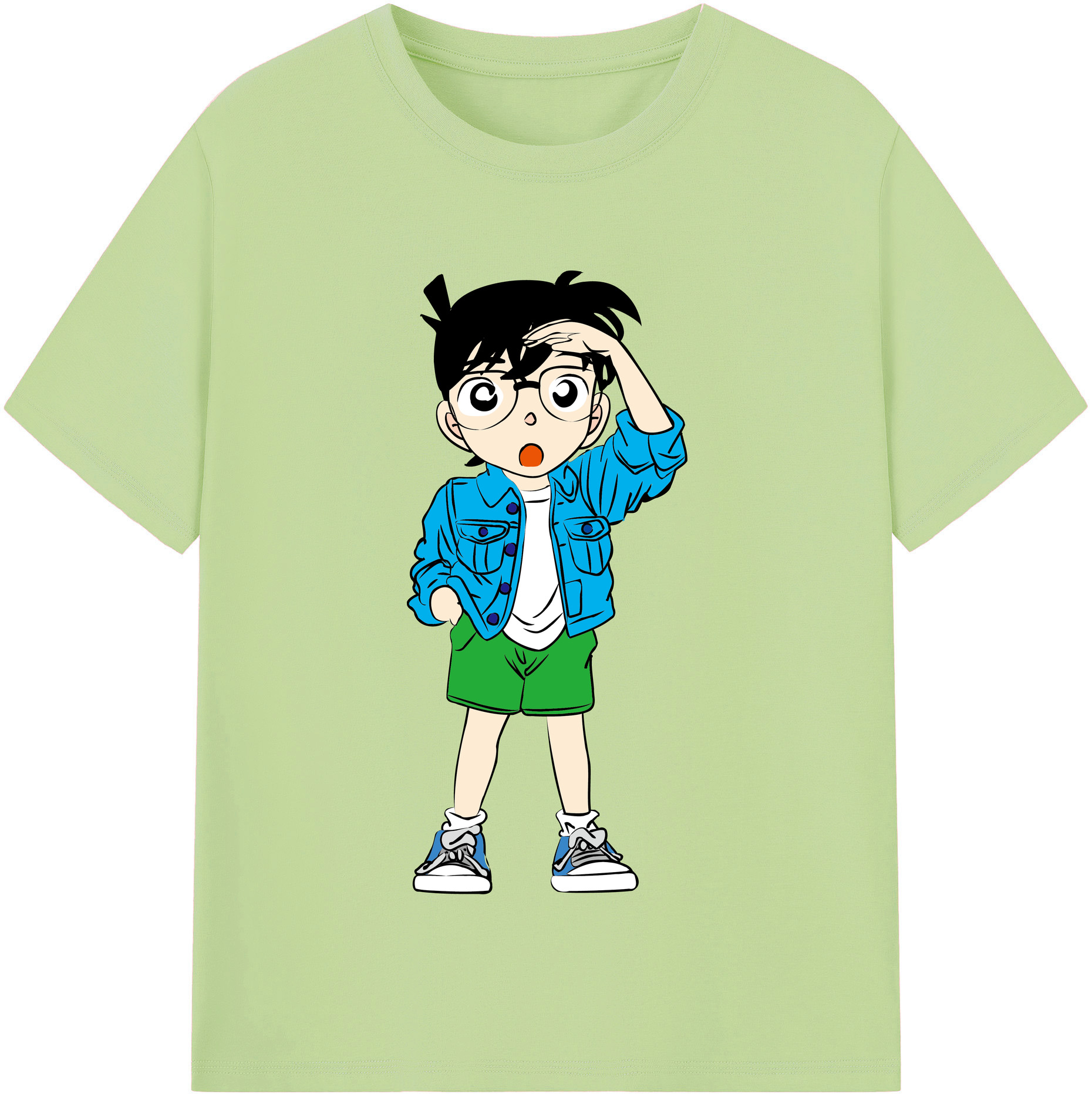 （画像用） 名探偵コナン 江戸川 コナン Detective Conan Conan Edogawa 綿100％半袖Tシャツ（フロントプリント）